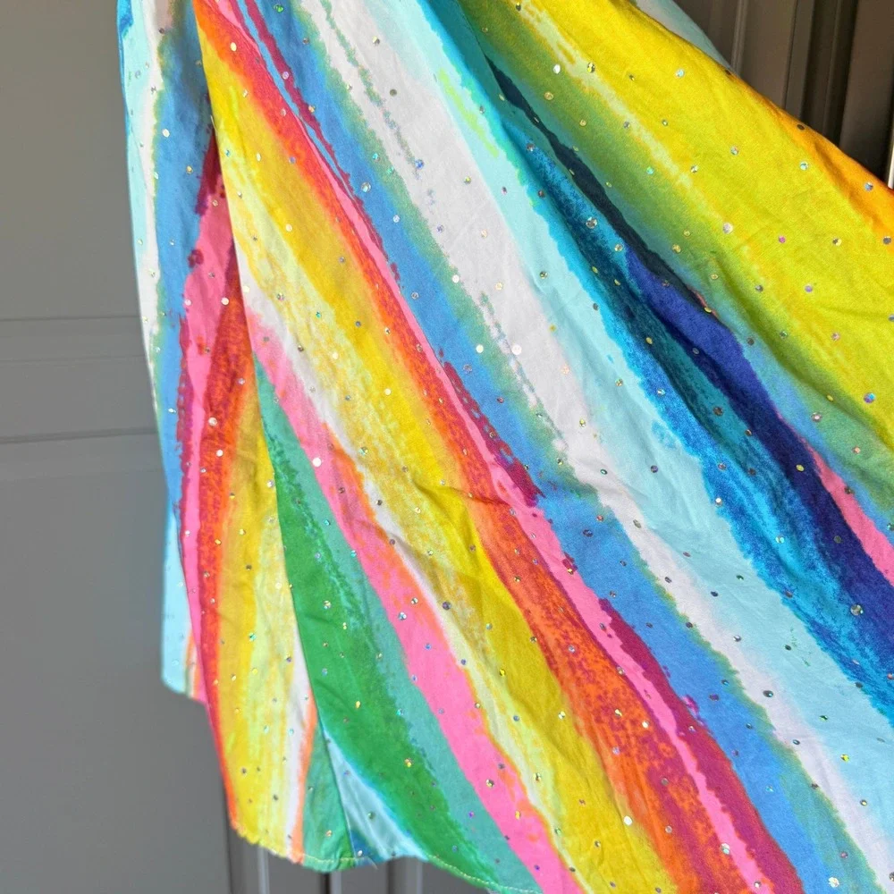 Bloome de Jeune Girls Goofy's Candy Rainbow Stripe Embellished Halter Dress, 16